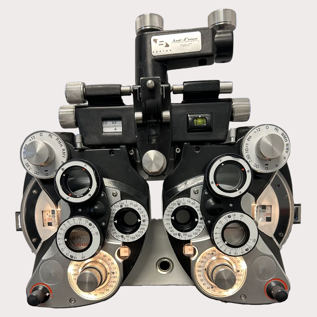 Enhance your eye exams with the Burton 7500 I Auto Cross Illuminated Phoropter. Designed for precision and ease of use, this phoropter offers smooth adjustments and bright cross-cylinder illumination for accurate refractions. Shop now at Medequip4less.com for top-quality ophthalmic equipment!