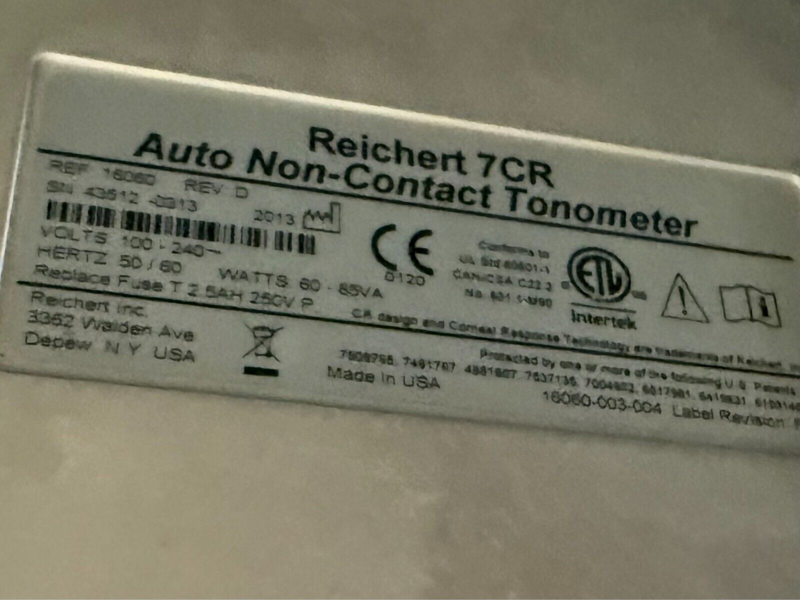 Reichert 7-CR Auto Noncontact Tonometer-Good Condition!